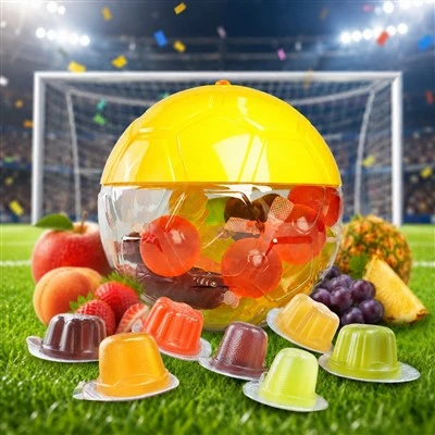 Wholesale Football Shape Jelly Jar Manufacturer | Private Label Fruity Jelly Cups | BRCGS Certified