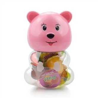 Halal Snack Fruit Jelly in Mini Pink Bear Jars
